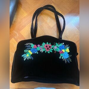 Lulu Guinness Embroidered Velvet Bag